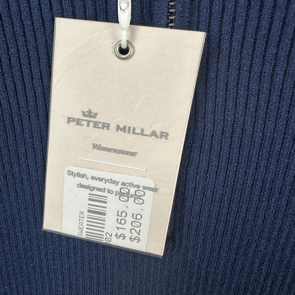 Peter Millar Sweater Pullover Womens Medium Blue Knit Quarter Zip Pullover NEW - Picture 6 of 11